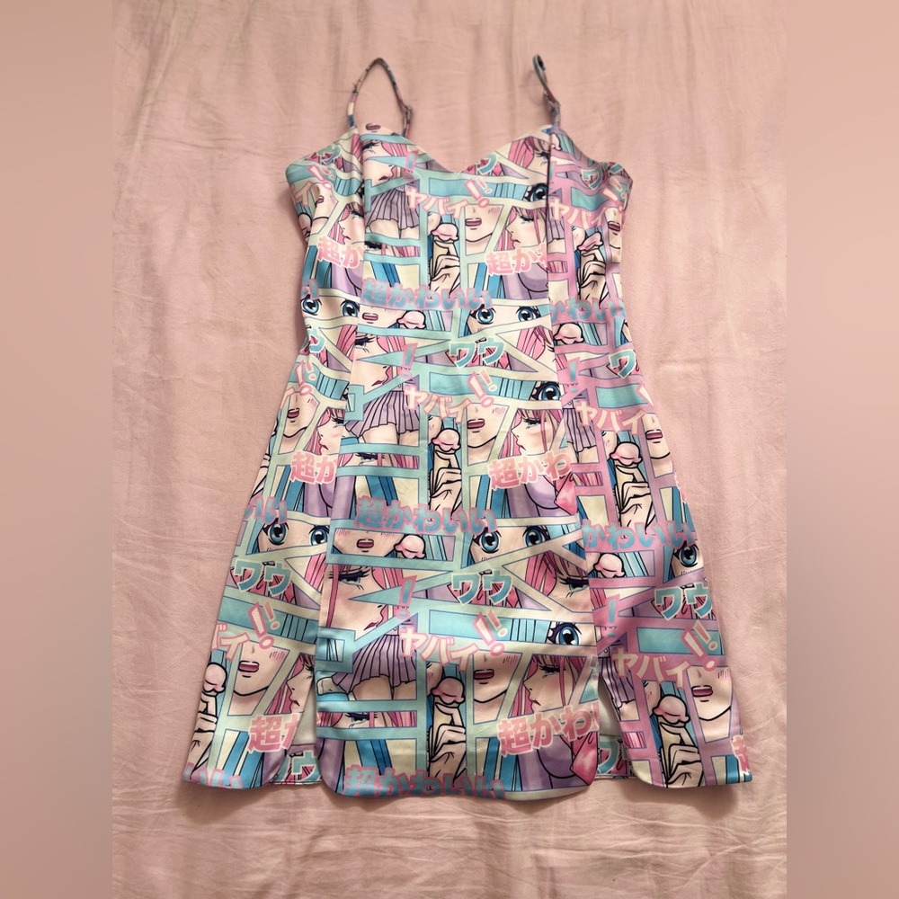Sugar Thrillz Pastel Graphic Mini Dress